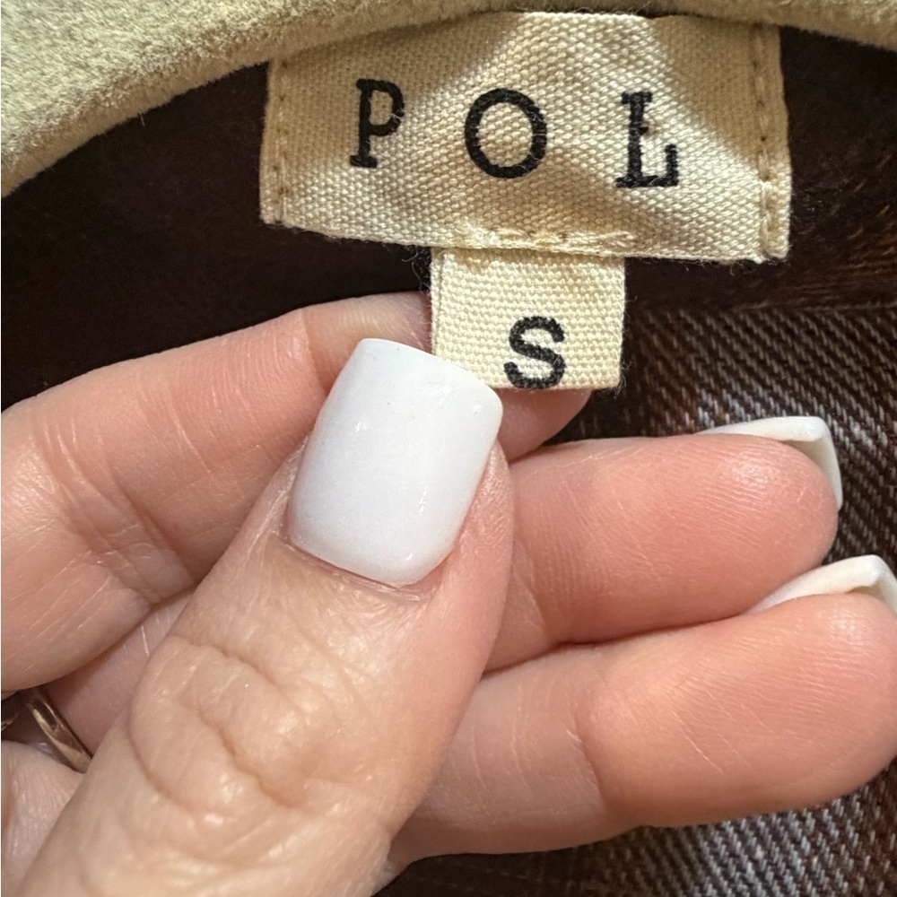 POL Plaid Button Down Shirt in Brown and Cream Oversized Size S Boho Western - Picture 3 of 5